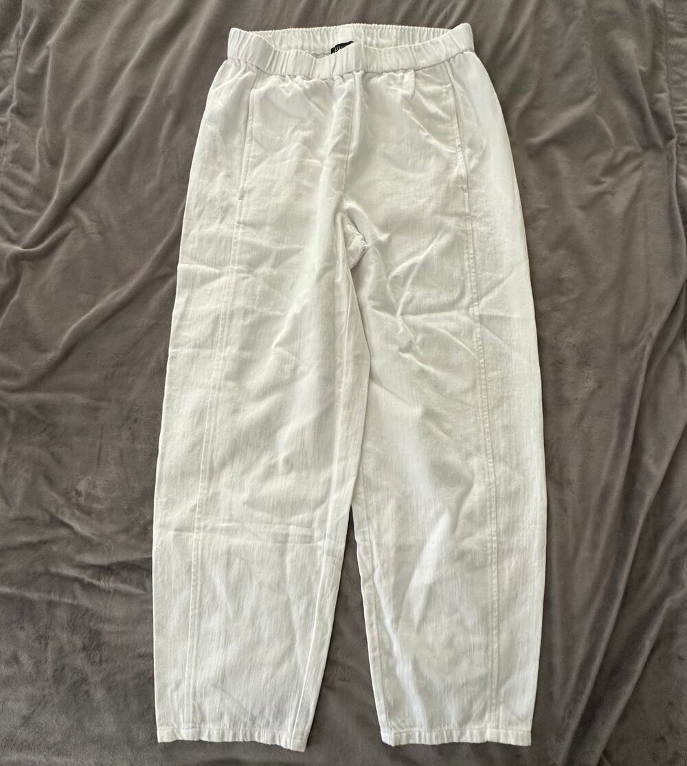 Eileen Fisher Pants Womens XS White Lantern Ankle Linen Cotton Barrel Lagenlook
